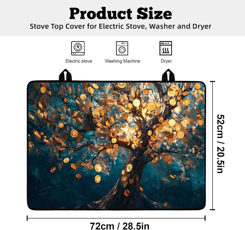 AOHMPT Multi-Design Stove Top Cover for Glass/Electric Stoves - 3-in-1 Heat-Resistant Protector Mat, Non-Slip Drying Rack 28"x20" - Image 2